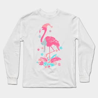 Flamingo Tropical Beach Christmas Long Sleeve T-Shirt